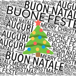 Happy Christmas tree greeting card