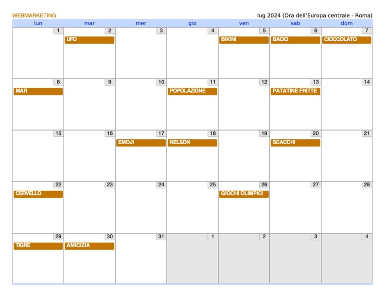 extended July 2024 marketing calendar