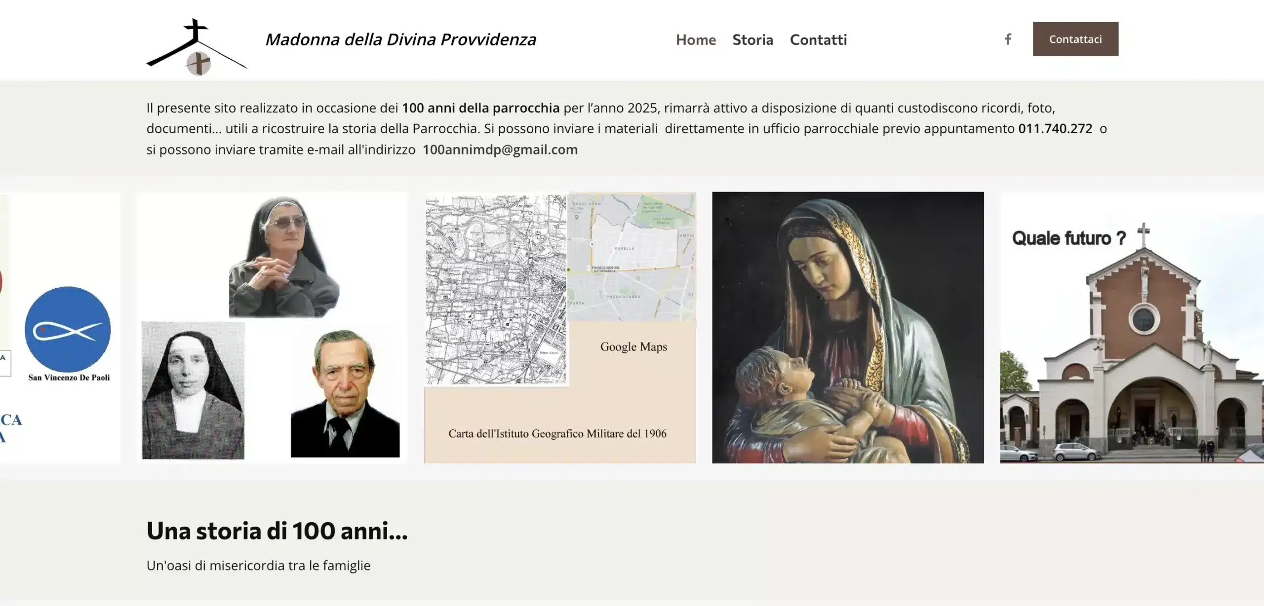 realizzazione sito web parrocchia divina provvidenza 100 anni